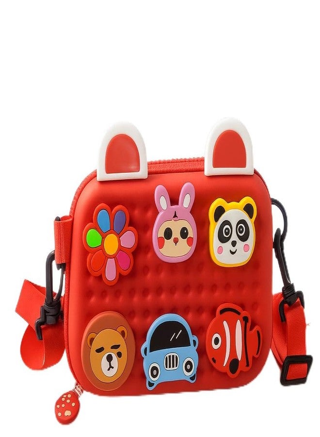Skoolster Kids Cute Cartoon Crossbody Bag - 3D Animal & Car Design Silicone Shoulder Purse for Toddlers and Girls | Lightweight Waterproof Mini Bag for Travel, School & Outdoor Play (Red) - Image 1
